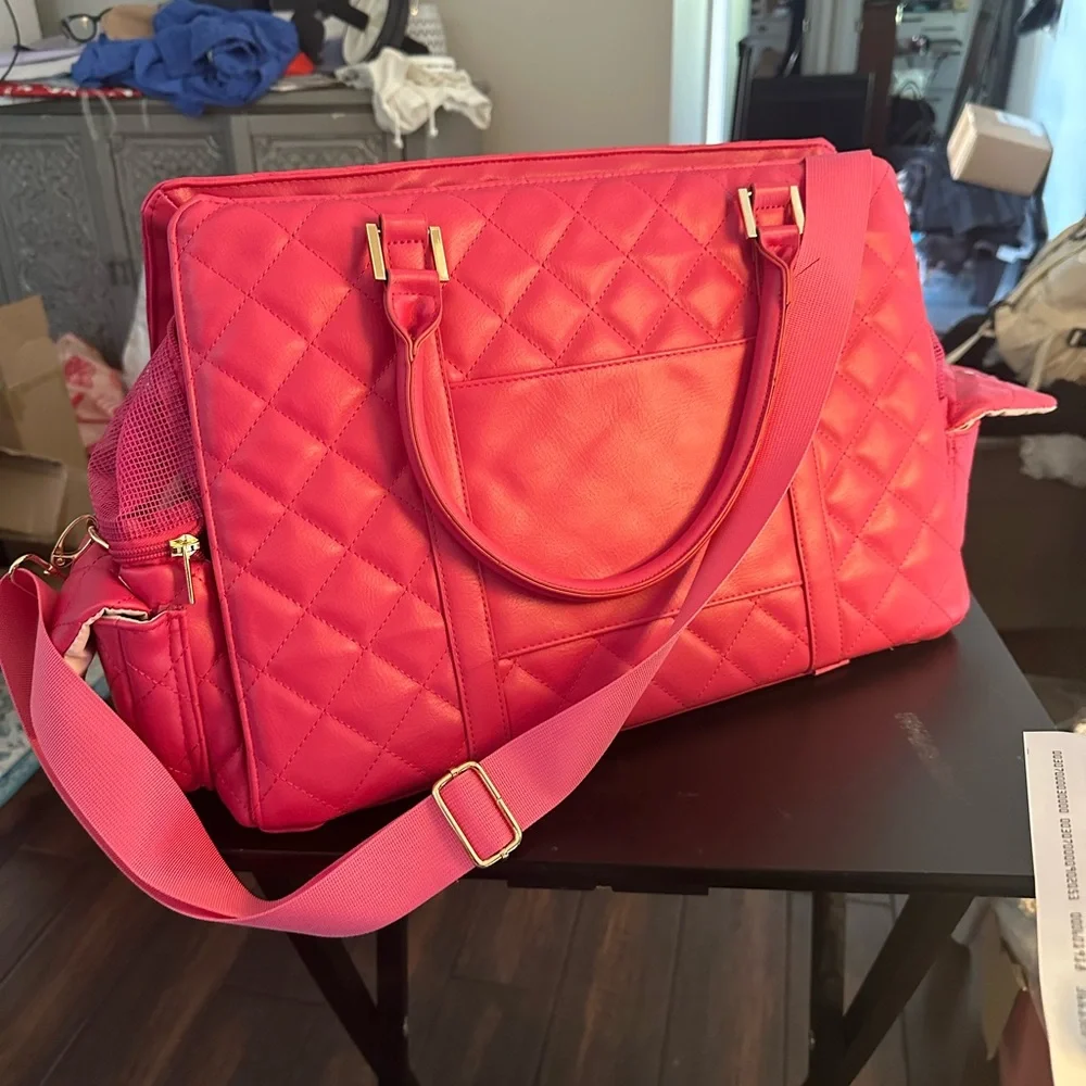 Petunia Pickle Bottom Pink Quilted Dog Carrier